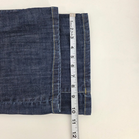 London Jeans Womens Size 6 Flare Dark Wash Denim Low Rise Distressed Stretch - Picture 5 of 13